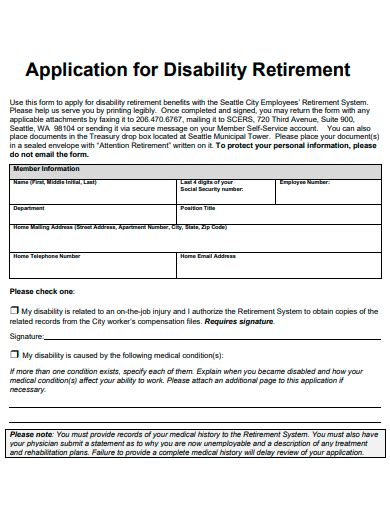 Retirement Application Form Sample The Document Template