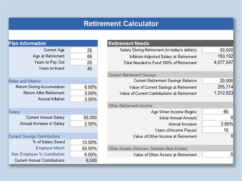 Retirement Calculator Excel Template