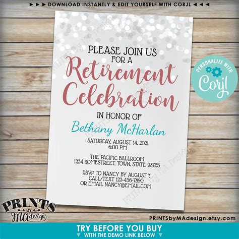 Retirement party invitation templates - Design Wizard