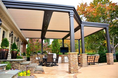 Retractable roof pergola. EGEIROS LIFE 10 ft. x 13 ft. outdoor louvered pergola is made of aluminum frame and stainless-steel roof, this makes our pergola combine the advantages of waterproof, UV-resistant, rust-resistant and fade-resistant. The adjustable canopy can provide the best outdoor experience, whether you want to enjoy the sun or the shade, it all depends on your preference. 