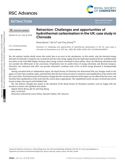 Retracted Article: Challenges and opportunities of hydrothermal ...