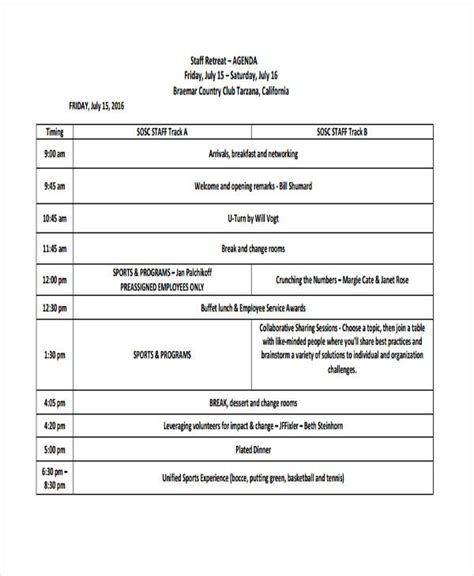 Retreat Schedule Template Classles Democracy