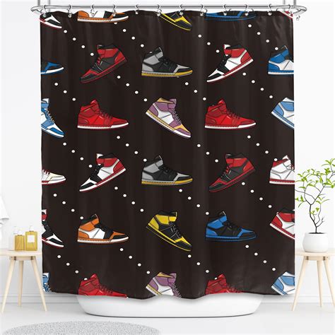 Retro Basketball Shoes Shower Curtain 72Wx72L Inch Colorful …