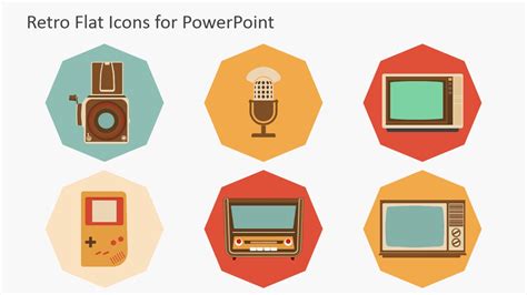 Retro Flat PowerPoint Icons SlideModel
