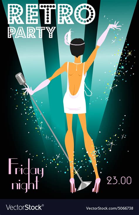 Retro party invitation design with sample text Vector Image