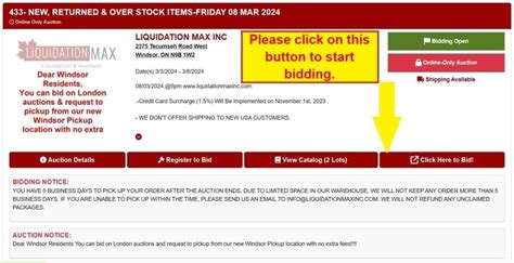 Returned stock auctions. .  ...