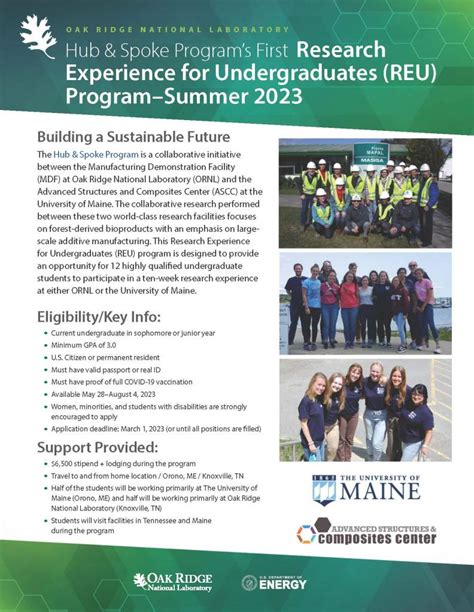 After program completion, students are provided funding to present their completed research at a conference. Learn more about our program from our REU Trifold. 2023 Dates and Details. June 4, 2023 – August 12, 2023 (including travel days) $6,000 stipend, travel, and housing support are provided by the program . 