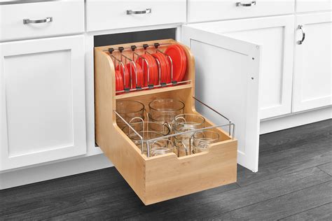 <strong>Rev-A-Shelf</strong>'s chrome pull-down shelving system can bring those top shelf items to your fingertips. . Revashelf