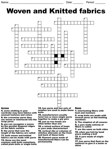 Reversible woven fabrics crossword clue. All solutions for "Ribbed fabric" 12 letters crossword clue - We have 17 answers with 5 letters. Solve your "Ribbed fabric" crossword puzzle fast & easy with the-crossword-solver.com ... Woven fabric (5) TWILL. Ribbed cloth (5) Fabric with diagonal ribs (5) Type of cloth (5) Herringbone, for example (5) ... 