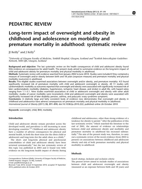 Review of Childhood Obesity: From Epidemiology, Etiology, and ... - PubMed