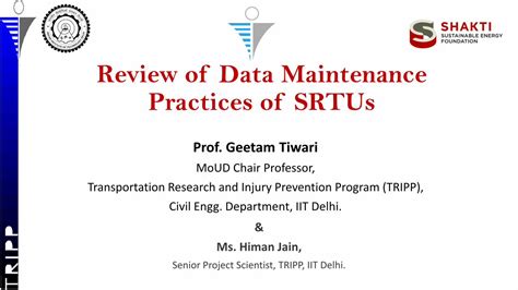 Review of Data Maintenance Practices of SRTUs - ERNET