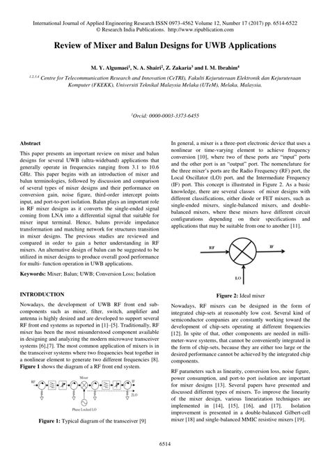 Review of Mixer and Balun Designs for UWB Applications