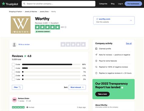 Overview. Worthy has a rating of 4.63 stars from 365 reviews, indicating that most customers are generally satisfied with their purchases. Reviewers satisfied with Worthy most frequently mention entire process, great experience, and customer service. Worthy ranks 8th among Diamond sites. Service 70.. 