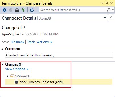 Revision history of an object change in a SQL database using Team Foundation Server