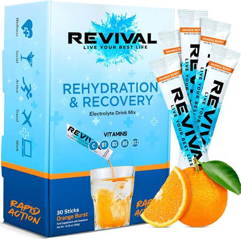 Revival Rapid Rehydration, Electrolytes Powder - High Strength Vitamin C, B1, B3…