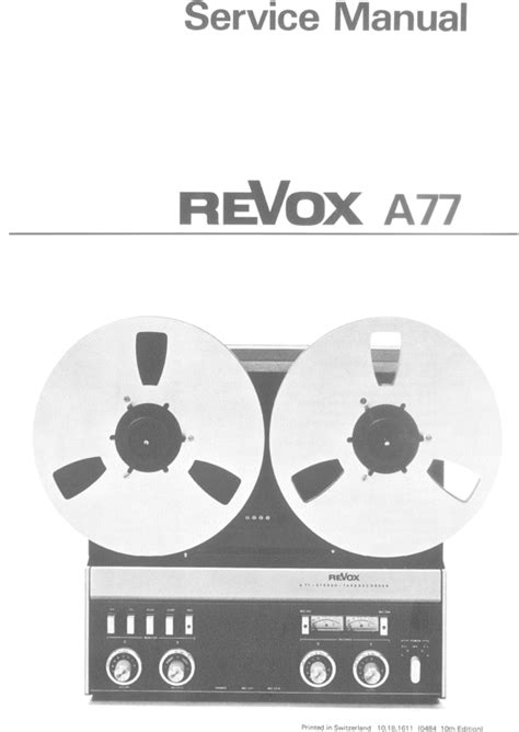 Revox a 77 a 77 tape recorder service manual. - Lg ld 14aw2 dishwasher service manual.