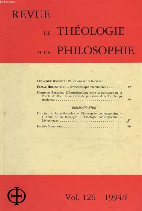 Revue de theologie et de philosophie chretienne publiee sous la direction de. - Mazda 323 1987 manual de servicio de reparación.