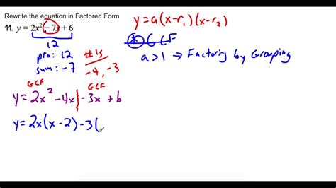 Rewrite Standard Form into Factored Form a greater than 1 YouTube