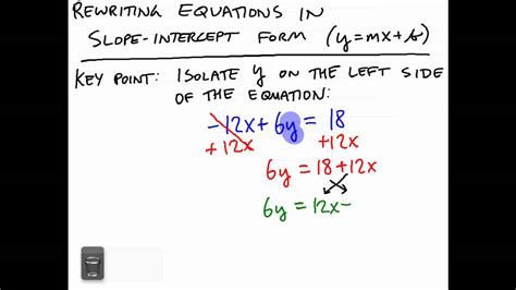 Rewriting equations in slopeintercept form YouTube