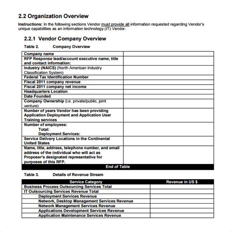 Rfp Response Template Information Technology Classles Democracy