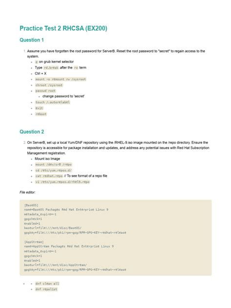 Rhcsa 8 brain dump.  the collection of practice questions and lab environment for ex200 - ...