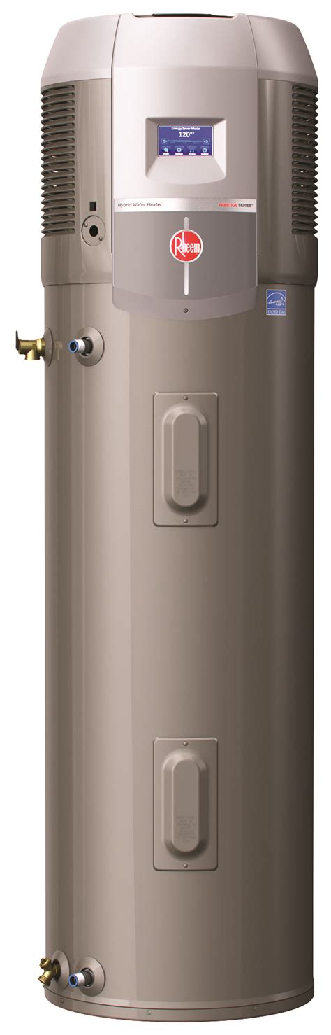 Rheem heat pump water heaters. Heat Pump Water Heaters: Installation and Maintenance. The installation of a hybrid is similar to that of a conventional water heater—it’s connected to hot and cold water lines and a 220-volt circuit, but it must be placed in a space that’s at least 1,000 cubic feet with a constant temperature range of 40 to 90 degrees F. Hybrids will ... 