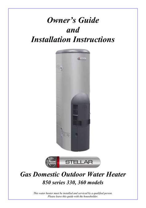 Rheem owners guide and installation instructions. - Renewable and efficient electric power systems by gilbert m masters solution manual.
