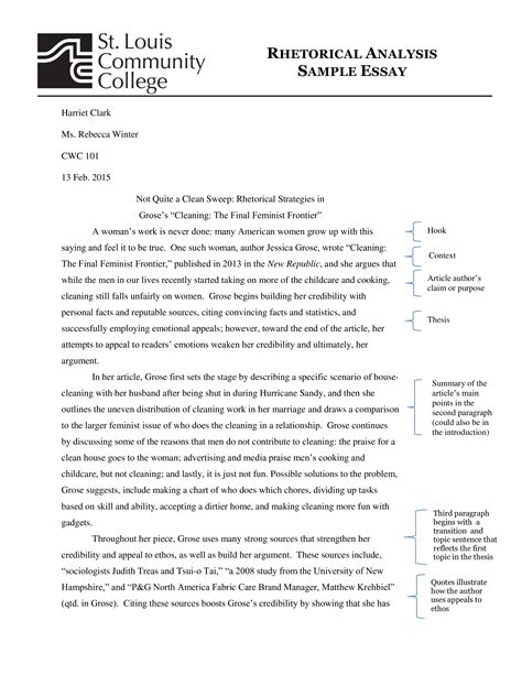 Rhetorical analysis essay example. Introduction to Rhetorical Analysis Essay Writing. In a rhetorical analysis essay, a writer deeply analyzes a work of literature, art, or film, takes a stance, and thoroughly evaluates the purpose of the … 