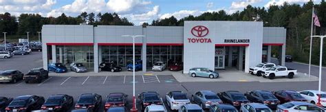 Rhinelander toyota. Rhinelander Toyota. Open Today! Sales: 8am-8pm. Sales: Service: Call service Phone Number (715) 365-8100 Parts: Call parts Phone Number (715 ... 