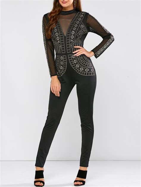 Rhinestone Mesh Jumpsuit - Etsy Canada