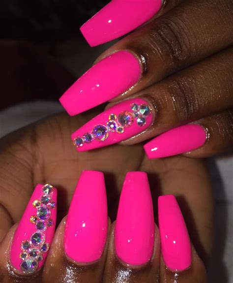 Rhinestone hot pink nails with diamonds. Things To Know About Rhinestone hot pink nails with diamonds. 
