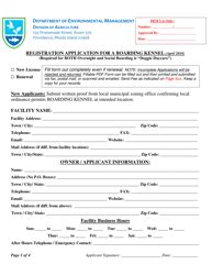 Rhode Island Registration Application for a Boarding Kennel Fill Out