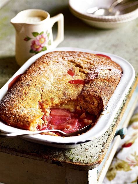 Rhubarb and vanilla sponge pudding recipe delicious. magazine