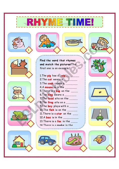 Rhyme Time Worksheet Worksheets Library
