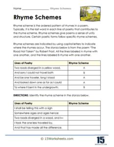 Rhyming Scheme Worksheet Time Management Worksheet
