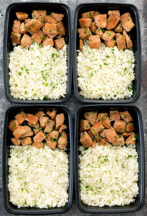 Rice and chicken meal prep. Preparation. Preheat oven to 425˚F (220˚C). Cut vegetables. Place each in a separate corner of a baking pan lined with parchment paper. NOTE: Broccoli and Brussels sprouts cook faster, keep the cuts thicker for those. Sweet potato and carrots take more time - dice them, or cut them thinner. 