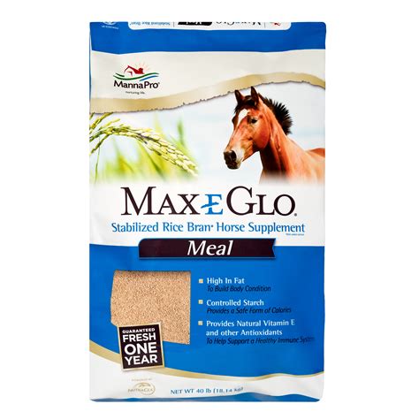 Rice bran for horses. Add 0.50-3.00 lb daily. For improved skin and coat condition and shine. Add 0.25-0.50 lb daily. ULTIMATE FINISH SRB+ is an extruded stabilized rice bran supplement that helps provide calories from fat to the diet. BUCKEYE Nutrition products are formulated to be fed by weight. 1 qt of ULTIMATE FINISH SRB+ weights approximately 1.13 lb. 