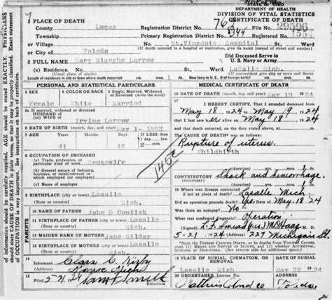 Richard Bell in Ohio Death Record, Obituary Records