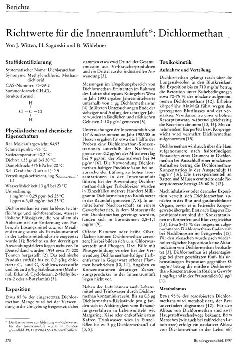 Richtwerte für die Innenraumluft: Dichlormethan