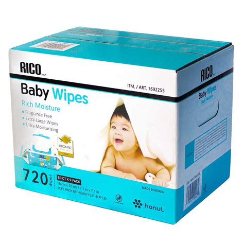 Rico wipes. Rico Baby Sensitive Wet Wipes (Cap) 80's/pack (55gsm) Calendula essential oil soothes baby's skin. 8 kinds of natural ingredients have antibacterial and skin protection effects (aloe leaf juice, chamomile tea, lavender, tea tree oil, blue dragonfly essential oil, centella asiatica extract, purslane, green tea essential oil) 