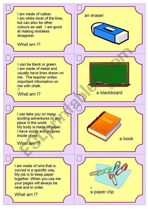 Riddles For Classroom Objects
