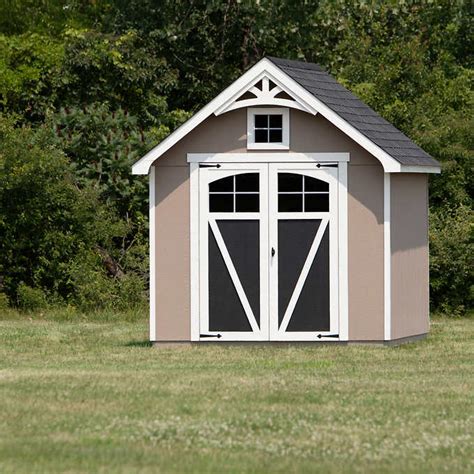 Limit 5 per member. The Montague 12'x8' shed features modern styling with a spacious floor plan ready to store your essentials. Transom windows light up the interior to help you efficiently tackle your to-do lists. Made in the U.S.A., the Montague wood shed is built to withstand Mother Nature and everyday use. Plus, you can build it yourself.. 