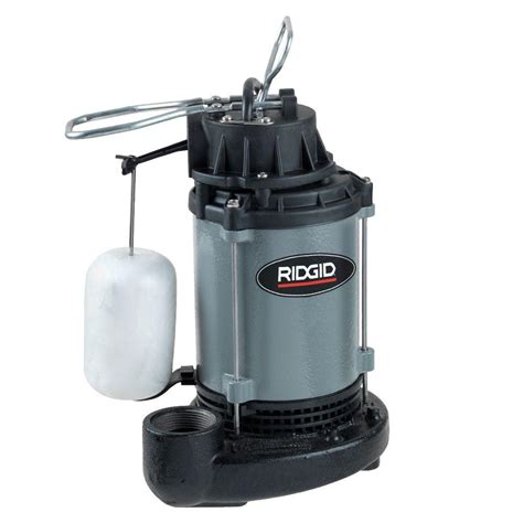 Ridgid sump pump 1 2 hp. 1/2-HP 115-Volt Cast Iron Submersible Sump Pump. 262. • The 0.5 HP pump quickly eliminates water from your sump pit providing up to a 60 GPM performance. • The rugged cast iron construction and non-clogging vortex impeller provides long-term peace of mind. • This pump features a premium electro-magnetic float switch for reliable water ... 