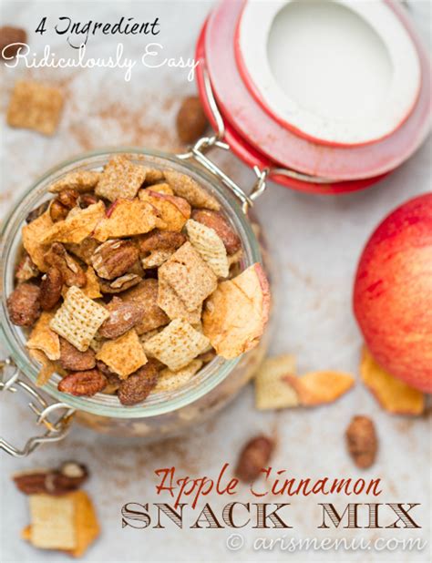 Ridiculously Easy 4 Ingredient Apple Cinnamon Snack Mix