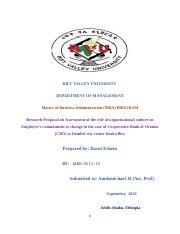 Rift valley university mba research proposal.  RIFT VALLEY UNIVERSITY COLLEGE OF BUSINESS D...