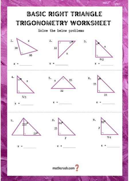 Right Triangle Trig Worksheet