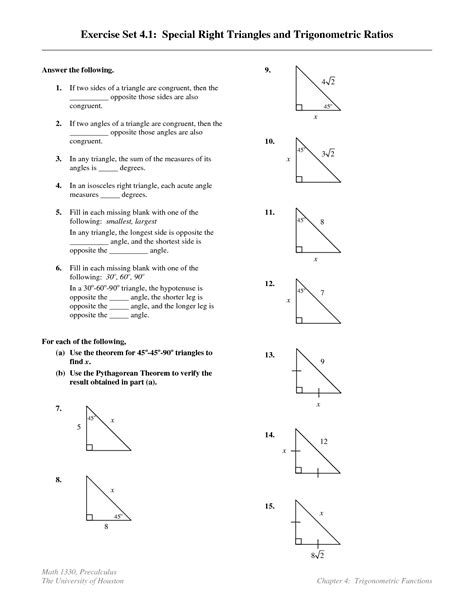 Right Triangle Trigonometry Worksheet Luxury Trigonometry Word Problems