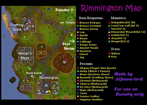 The Rimmington mining site is located north of Rimmington. Search through chests found in the upstairs of houses in eastern Falador. The house is located south-west of the Falador Party Room. There are two chests in the room; search the northern chest. Search through some drawers in the upstairs of a house in Rimmington. . 