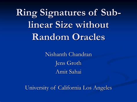 Ring Signatures Of Sublinear Size Without Random Oracles