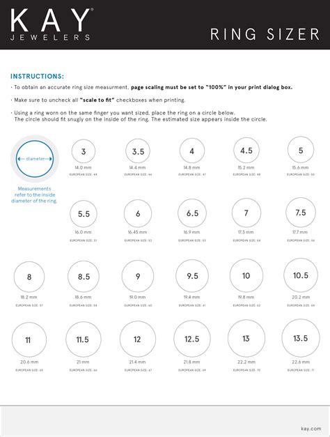 Ring Size Chart Online Printable